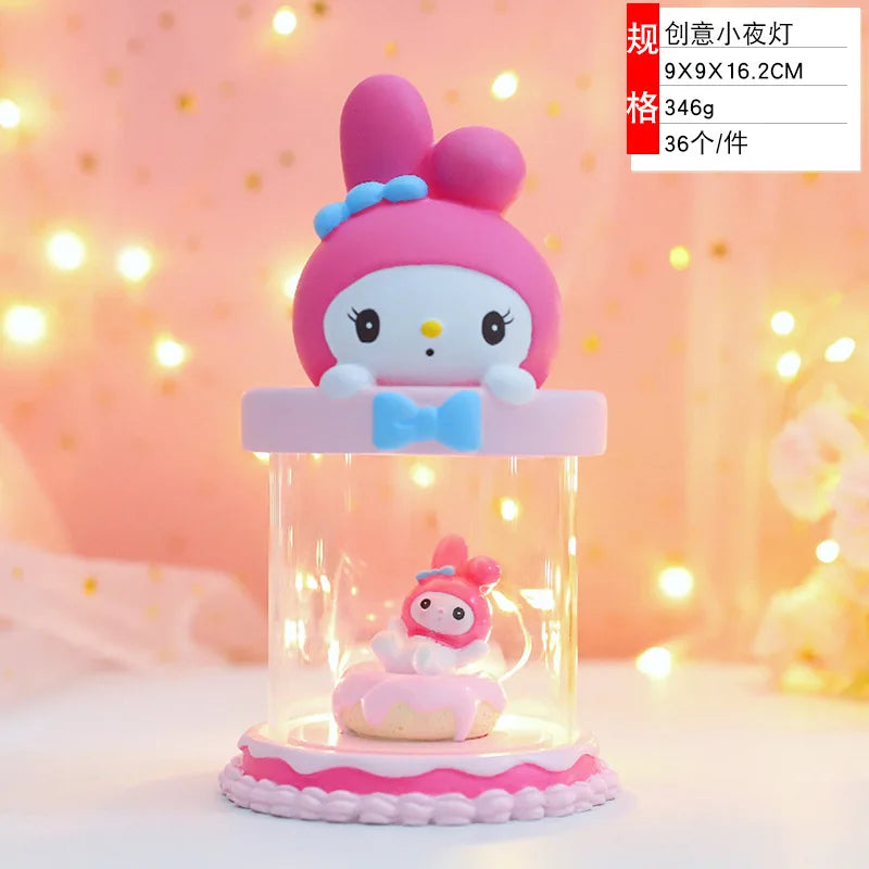 Sanrio Kuromi Cinnamonroll Moon Veilleuse LED Kawaii 3D Dessin Animé Ornement Mignon Beauté Chambre Veilleuse Lampe De Chevet Décor