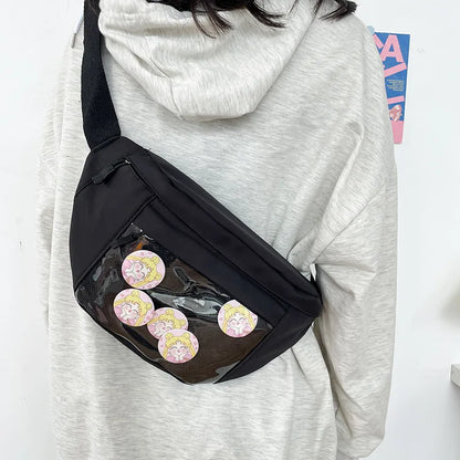 Bolso de pecho japonés kawaii para mujer, bolso cruzado transparente, bolso de mano para mujer, bolso de hombro, bolso de cintura, novedad de 2023