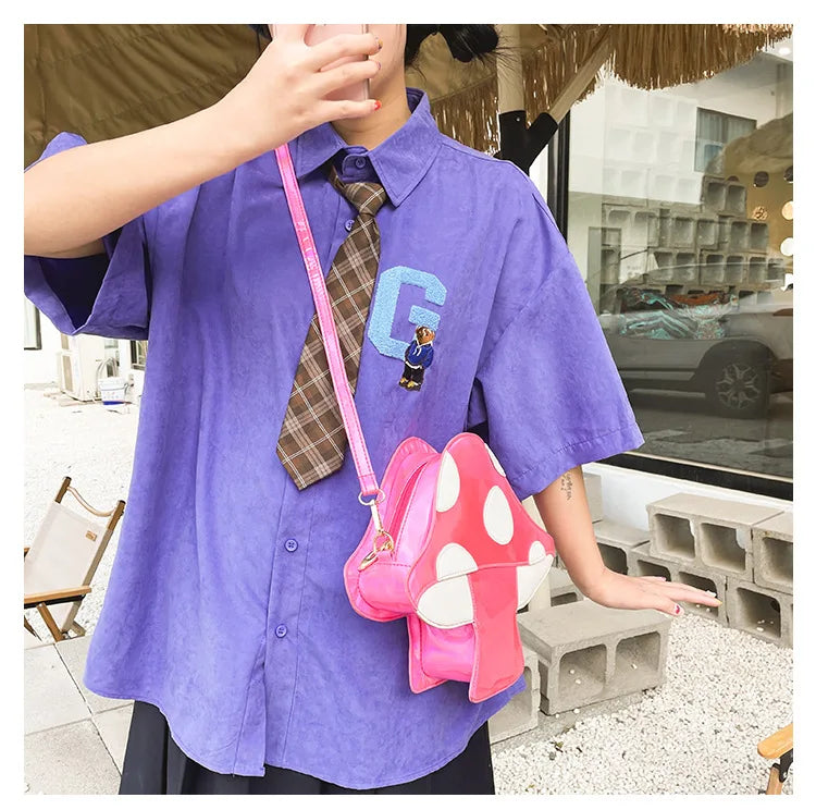 Laser Mushroom Design Women Handbags and Purses Girls Kawaii Shoulder Bag Crossbody Chain Day Clutch Designer Mini Hand Bag