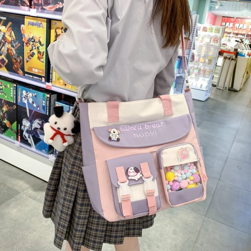 Japanese Kawaii Shoulder Bag For Women Multipockets Transparent Itabag Girls High School Student Handbags Crossbody Bag ita bag