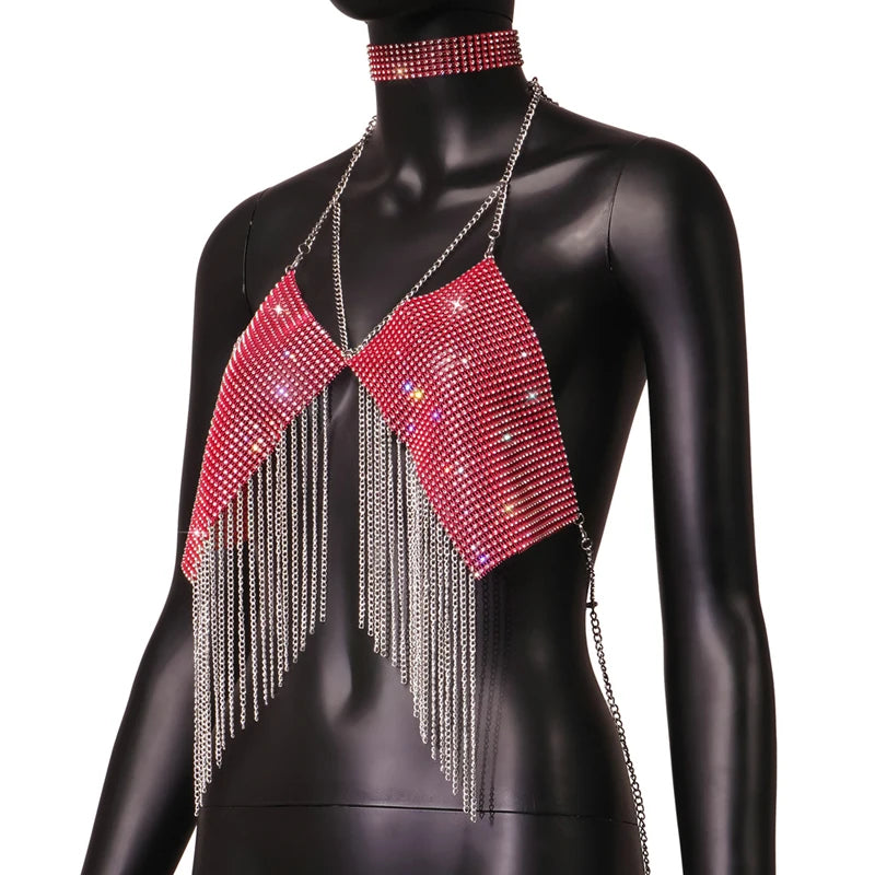 Bijoux de mode Y2K Tops Réservoirs de pêche et Camis Femmes Crop Top Accessoires d'Halloween Diamant Gland Festival Débardeur pour femmes 2023