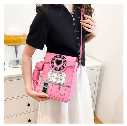 New Telephone Shaped Purses and Handbags for Women Retro Phone Top-Handle Shoulder Bags Crossbody Bag Fashion Female Totes