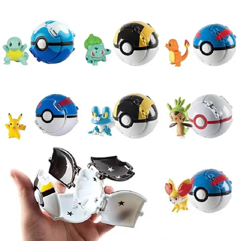 Figurine d'anime Pokemon Ball Pokeball Pikachu Squirtle Pocket Monster Variant Pokémon Elf Ball Toy Action Model Gift Achat en gros