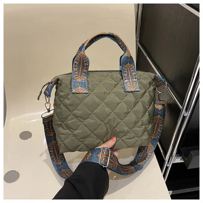 Bolso de mano acolchado informal para mujer, bandolera con correa ancha, bolso de mano tipo shopper Bylon pequeño, cálido para invierno 2024