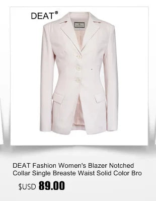 DEAT Fashion Blazer pour femme, nouvelle veste de costume ample à double boutonnage, épissée, rayée, longue, automne 2024 17A206H