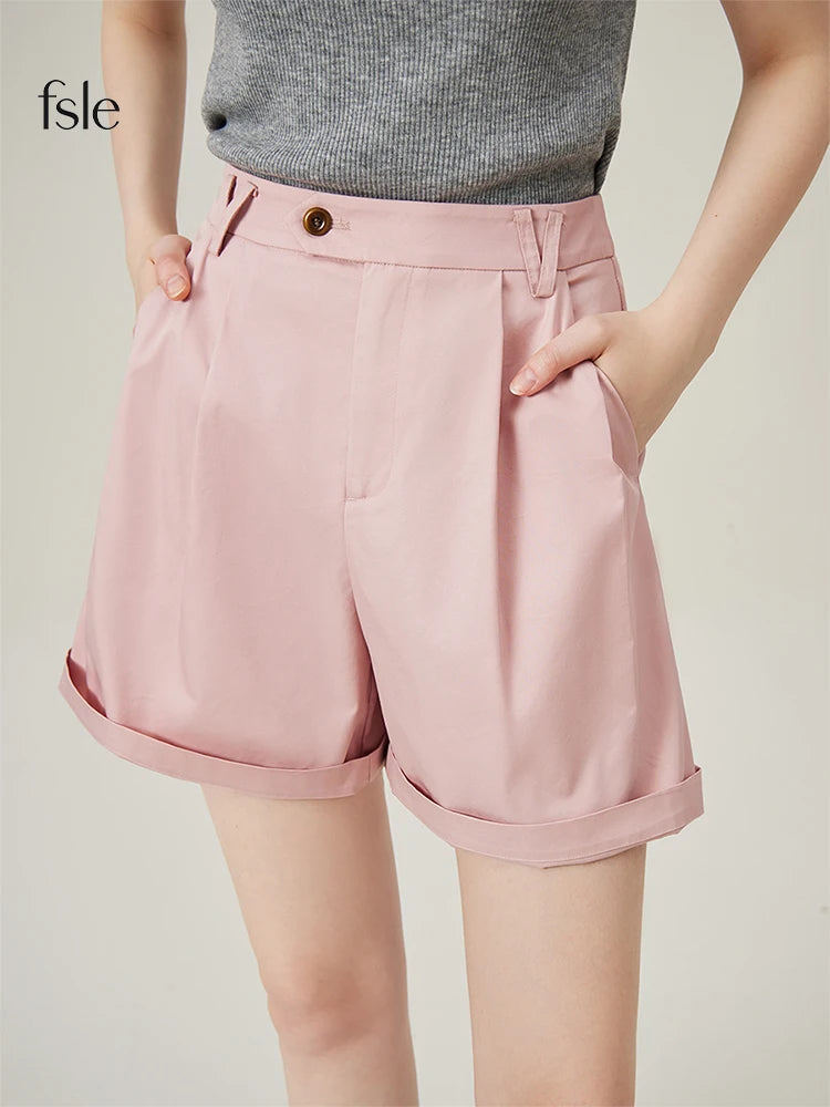 FSLE Summer Casual Versatile Women Shorts 2024 Summer New High Waist Slim Short Pants Classic Shorts For Female 24FS12277