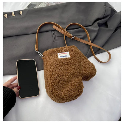 Bolso de hombro pequeño con forma de guante de moda, bolso de mano de felpa para mujer, bolso de diseñador de marca, lindo bolso cruzado para mujer, monedero, novedad de 2024