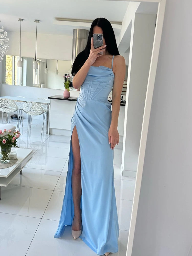 Robe longue d'été en satin moulante pour femme, robe de soirée, nouveauté 2022, dos nu, rouge, sexy, célébrité, rendez-vous, robes de soirée