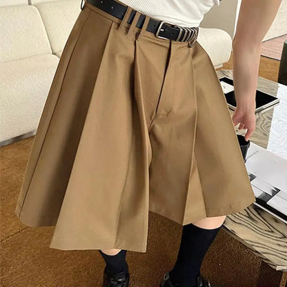 2023 Men Shorts Pleated Solid Color Loose Summer Casual Men Bottoms Korean Style Streetwear Leisure Male Shorts S-5XL INCERUN