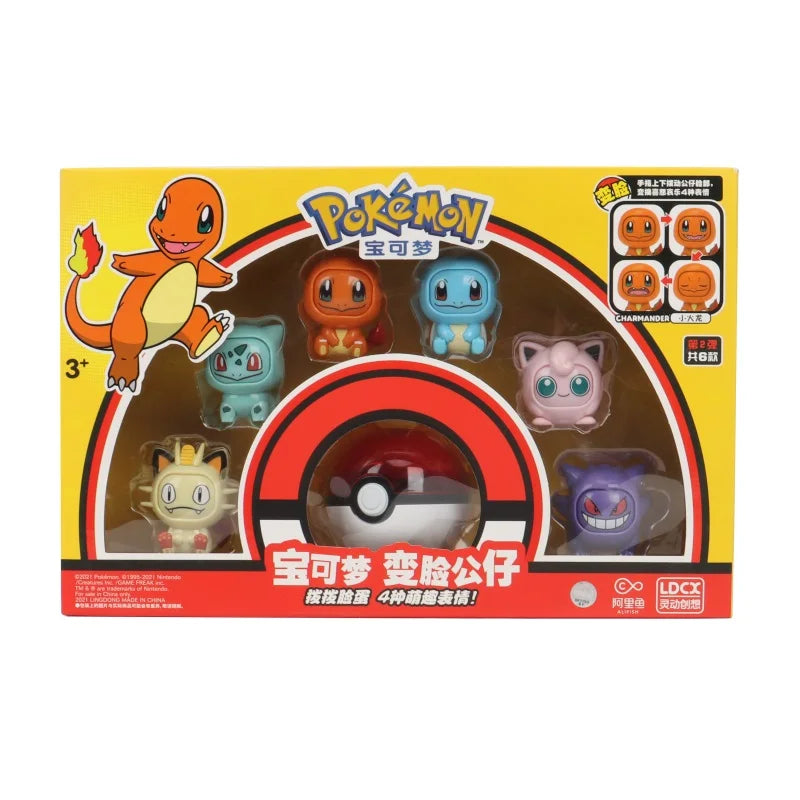 Figurine d'action Pokémon changeant de visage Kawaii 12 types de poupée Dragon Ball Pokeball Pocket Monster Pikachu ensemble de jouets pour enfants