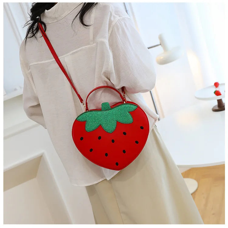 Cute Strawberry Bag For Women Funny Fruit Shape Handbag Women's Small Shoulder Bag Crossbody Bag