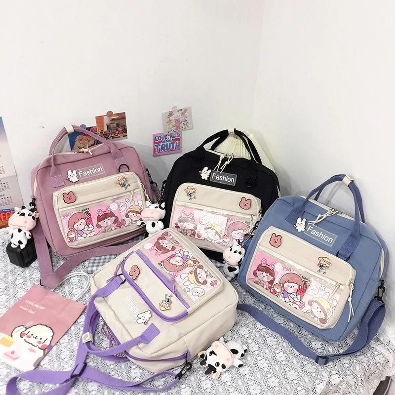 Bolso de mano japonés para chicas de secundaria, bolso escolar multifuncional JK, bolso de hombro transparente, mochila para mujeres, itabag kawaii