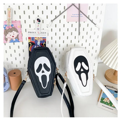 Bolso bandolera con forma de ataúd de fantasma de Halloween, con calavera gótica, divertido bolso de hombro para mujer