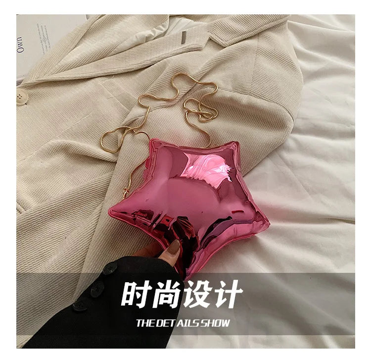 Fashion Acrylic Five Pointed Star Crossbody Bag for Women Candy Color Box Shoulder Bags Cute Funny Chains Small Female Purses