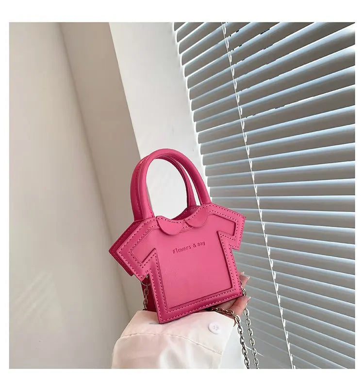 Bolso de hombro pequeño para mujer, bolso con forma de ropa para niñas, mini bolso cruzado con cadena estilo camiseta, bolso portátil de verano para teléfono