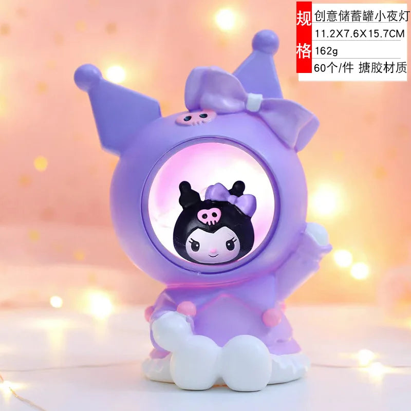 Sanrio Kuromi Cinnamonroll Moon Veilleuse LED Kawaii 3D Dessin Animé Ornement Mignon Beauté Chambre Veilleuse Lampe De Chevet Décor