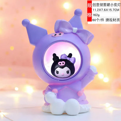 Sanrio Kuromi Cinnamonroll Moon Veilleuse LED Kawaii 3D Dessin Animé Ornement Mignon Beauté Chambre Veilleuse Lampe De Chevet Décor