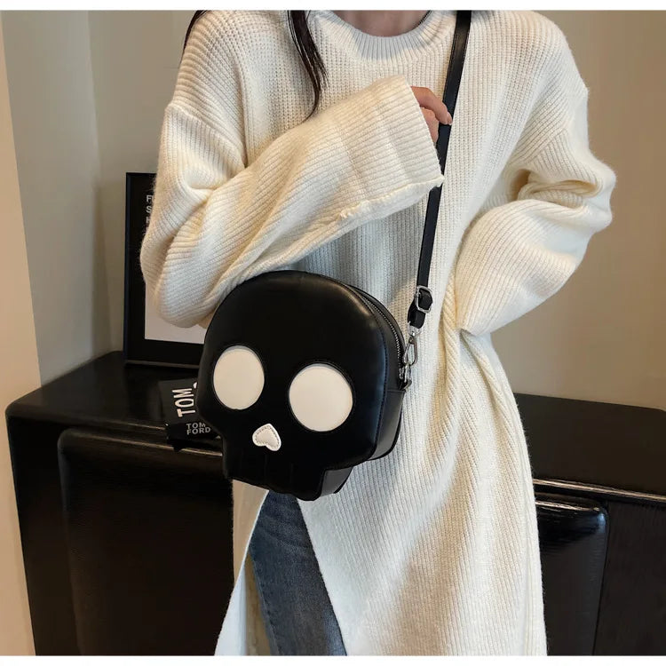 Halloween Gift Bag Women Funny Ghost Shoulder Bag Black White Funny Cute Handbags Chic Ins Crossbody Shopper Bag