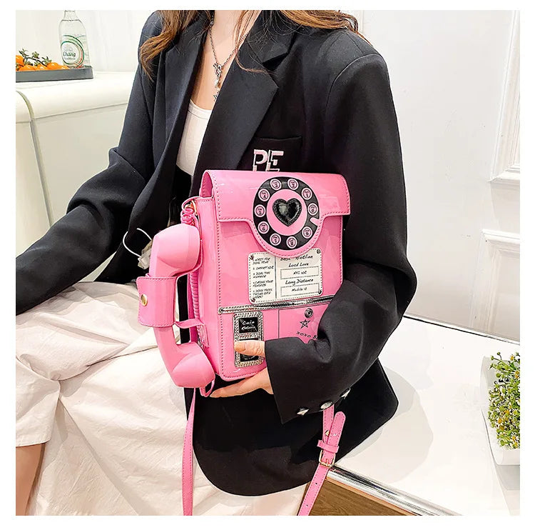 New Telephone Shaped Purses and Handbags for Women Retro Phone Top-Handle Shoulder Bags Crossbody Bag Fashion Female Totes