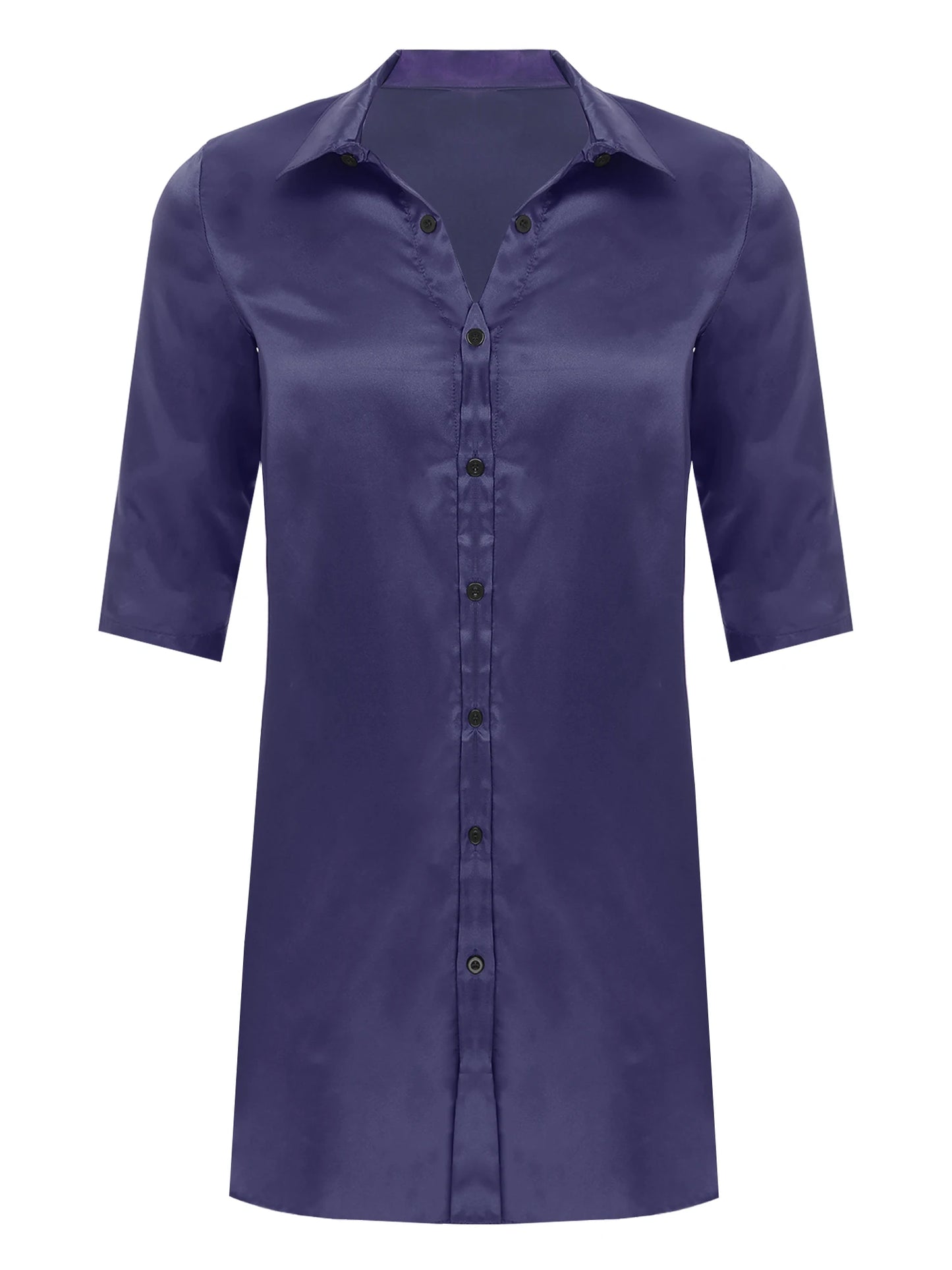 Chemise en satin de soie pour homme Sissy, couleur unie, longue robe portefeuille, peignoir, kimono, chemise de nuit, pyjama, vêtements de nuit, vêtements de détente