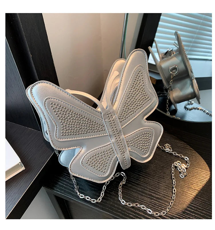 Bolso con forma de mariposa para mujer, bonito bolso de hombro con personalidad a la moda, bolso de mensajero con cadena estilo retro, cartera y bolso de mano