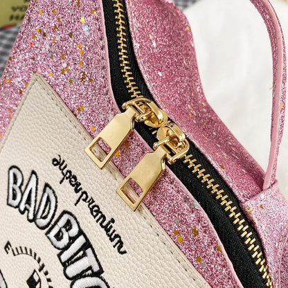 Fashion Personality Laser Sequin Embroidery Letter Oil Pot Bag Creativity Funny Chain Shoulder Bag Women Cute Messenger Bag