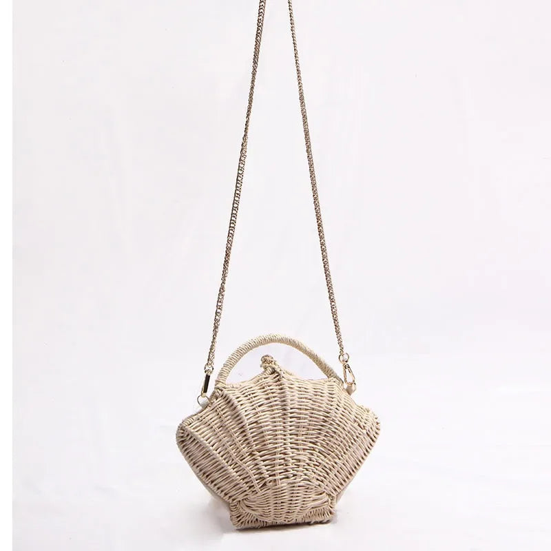 Bolsos de hombro de mimbre de moda para mujer, bolsos tejidos de mimbre, lindos bolsos cruzados, bolsos de paja para playa de verano, pequeños bolsos Bali