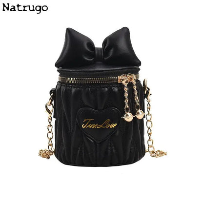 Fashion Pleated Women's Shoulder Bag Mini Cylinder Crossbody Bag Cute Pink Color Dinner Bag