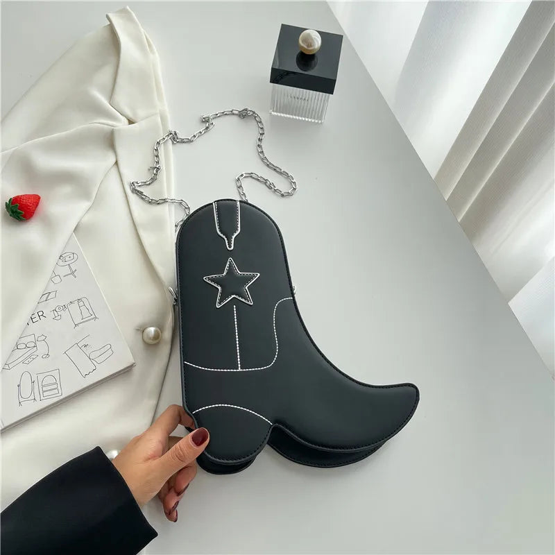 Fashion Funny Long Boots Shaped Handbag Women's Creative Leather Single Shoulder Bag Gothic Personalized Party Mujer Femme Bag