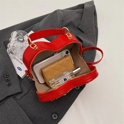 Bolsos y carteras para mujer, bolso de hombro con forma de corazón rojo a la moda, bolso cruzado con cadena para mujer, bolso de mano y cartera para mujer