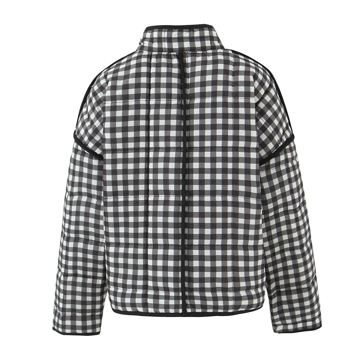 Suninheart Automne Femmes Plaid Manteaux Matelassés Mode Coton Veste Manteaux Chaud Noir et Blanc Veste Courte Manteau Femme Vêtements D'extérieur