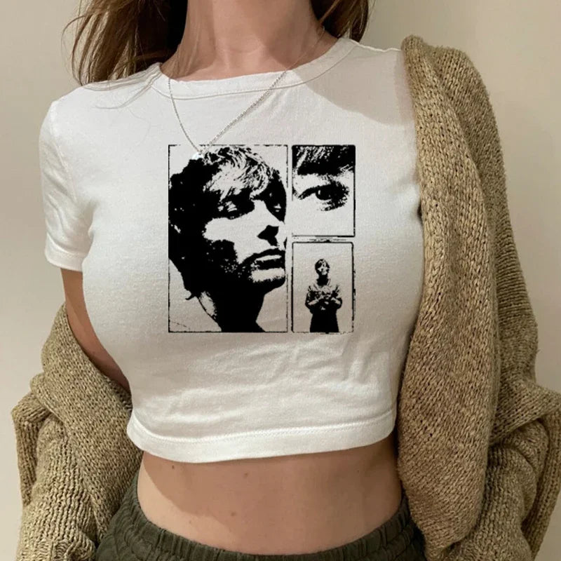 Harry Louis Art Imprimé Hauts Courts Femmes Y2k Vêtements Gothique Vintage Filles T-shirts Années 2000 Grunge T-shirt Streetwear Dropshipping