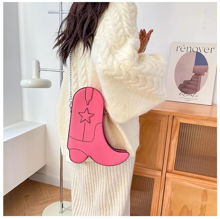 Fashion Funny Long Boots Shaped Handbag Women's Creative Leather Single Shoulder Bag Gothic Personalized Party Mujer Femme Bag