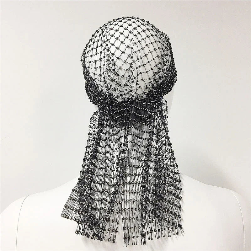 Banda para el pelo para mujer, pañuelo de rejilla con cristales y diamantes de imitación, turbante de estilo hip hop, accesorios para ropa de calle musulmana, envío directo