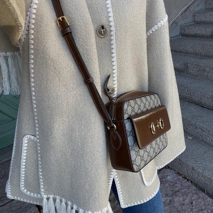 Abrigo elegante y holgado para mujer con bufanda, moda de manga larga con bolsillo, un solo pecho, chaqueta para mujer otoño invierno 2023