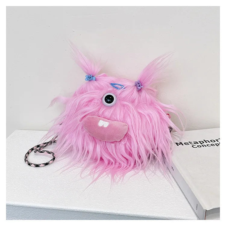 Bolso bandolera de peluche con forma de monstruo de dibujos animados 2024, nuevo y creativo bolso de hombro, mochila para niñas, bolso de peluche Kawaii