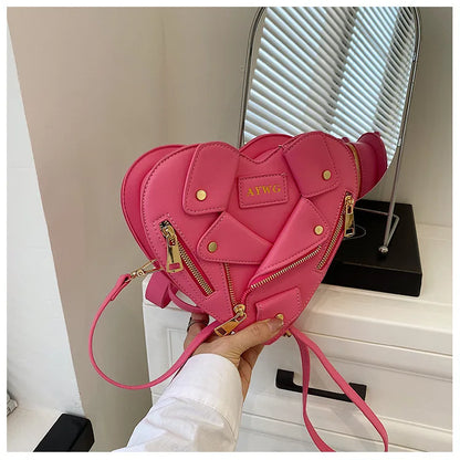 Motorcycle Style Clothes Shape Crossbody Bag Spice Girl Style Shoulder Bag Women Heart Shape Handbag Love Messenger Bag