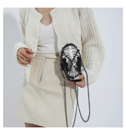 Halloween Cross Skull Printing Shoulder Bag Women Small Chain Crossbody Bag New Harajuku Small Square Bag