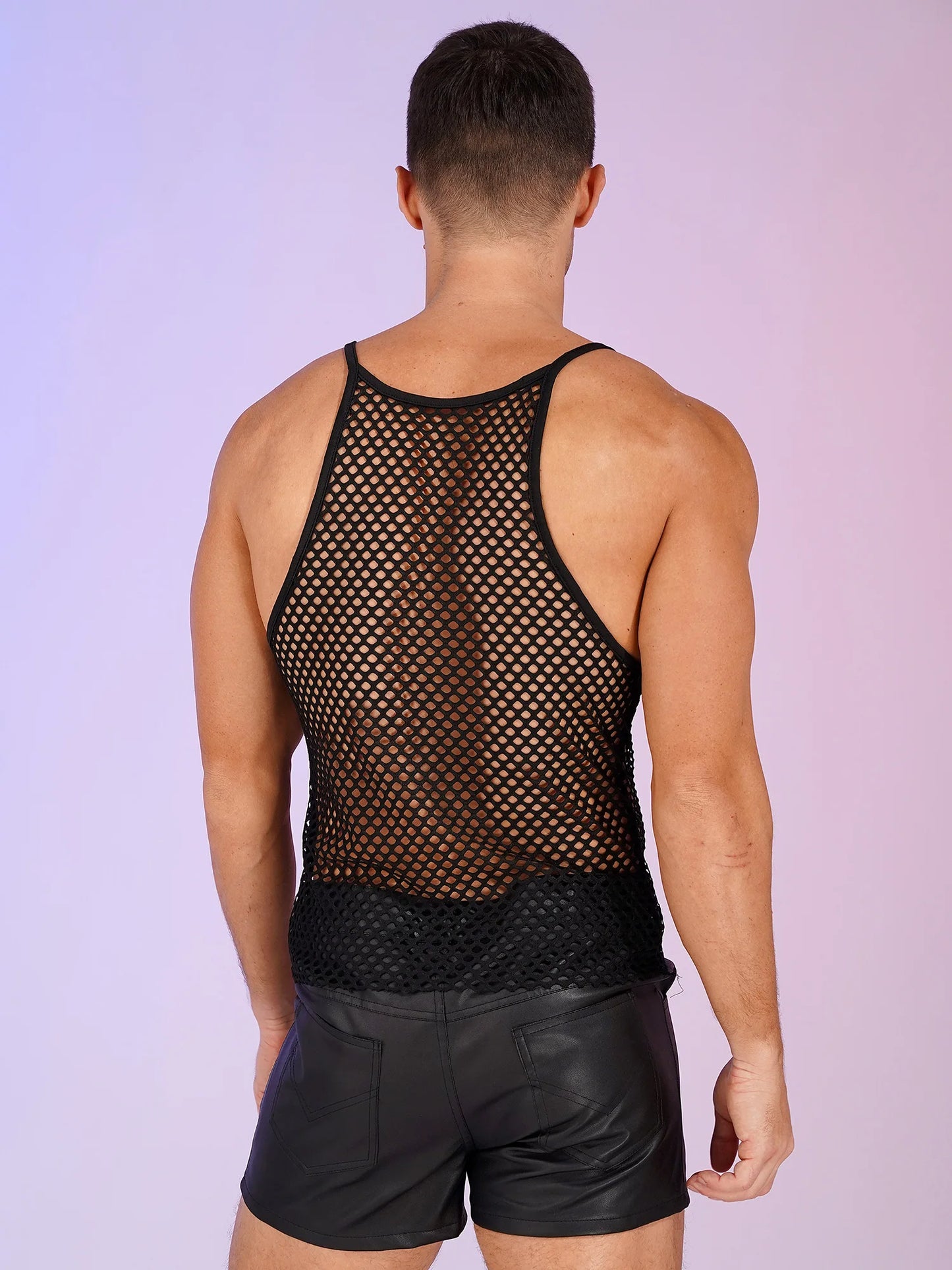 YiZYiF Sexy Mens Mesh Clubwear T Shirts Super Soft Mesh Undershirt See-Through Breathable Men T-Shirt Sexy Tops Dance Wear