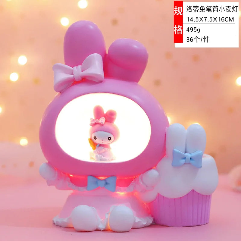 Sanrio Kuromi Cinnamonroll Moon Veilleuse LED Kawaii 3D Dessin Animé Ornement Mignon Beauté Chambre Veilleuse Lampe De Chevet Décor