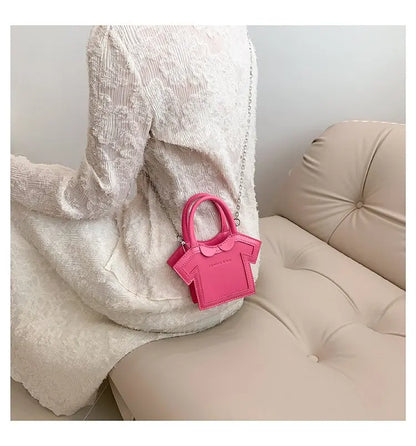 Bolso de hombro pequeño para mujer, bolso con forma de ropa para niñas, mini bolso cruzado con cadena estilo camiseta, bolso portátil de verano para teléfono