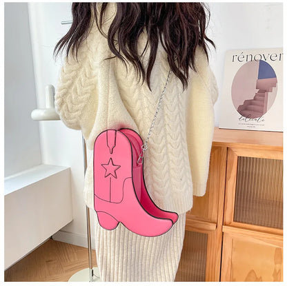 Fashion Funny Long Boots Shaped Handbag Women's Creative Leather Single Shoulder Bag Gothic Personalized Party Mujer Femme Bag