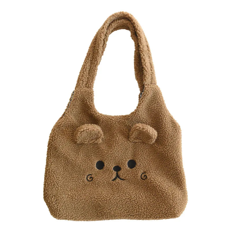 2022 Winter Handbags Women New Japanese Kawaii Bag Tote Bag Imitation Lamb Hair Shoulder Bag Women Soft Plush Bolso Mujer Sac