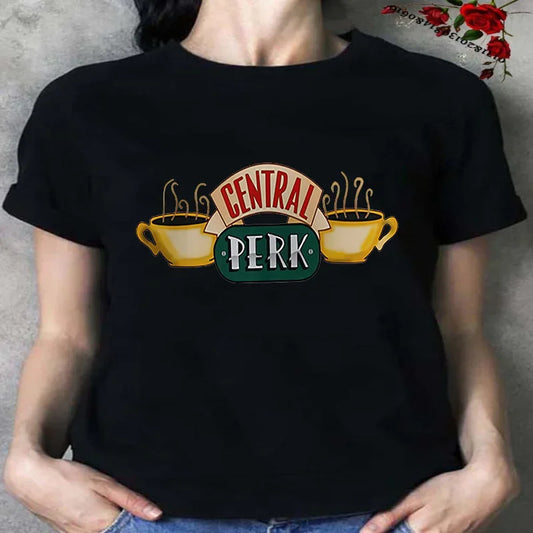 Central Perk T-Shirt Friends TV Show Women's T-Shirt Friends Central Perk Coffe Shop Shirts Cute Best Friends Tees Hipster Tops