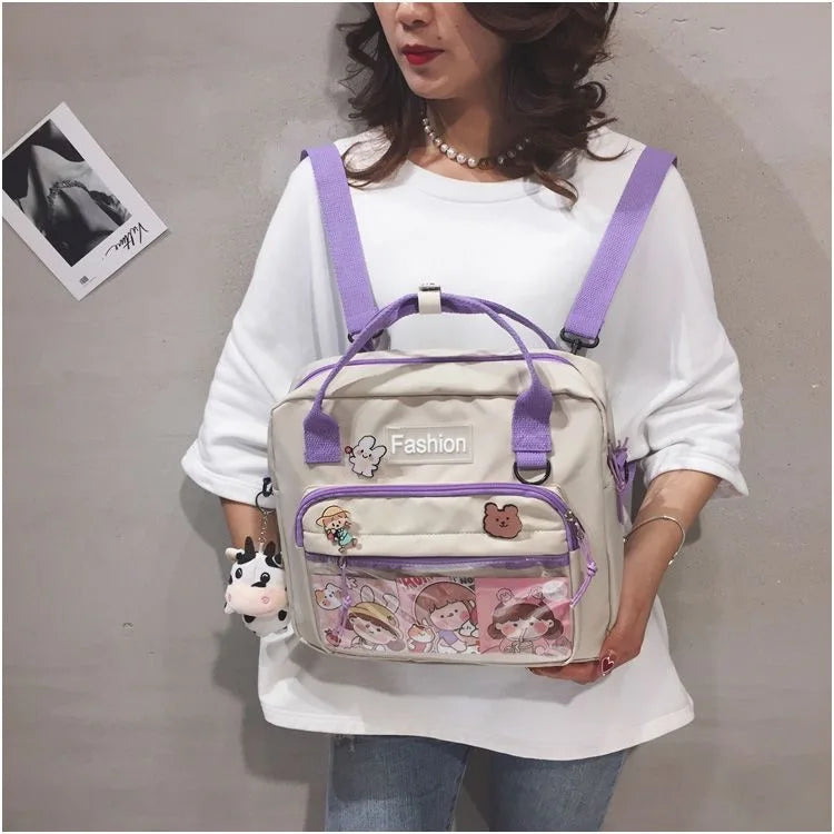 Bolso de mano japonés para chicas de secundaria, bolso escolar multifuncional JK, bolso de hombro transparente, mochila para mujeres, itabag kawaii