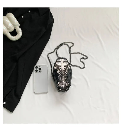 Halloween Cross Skull Printing Shoulder Bag Women Small Chain Crossbody Bag New Harajuku Small Square Bag