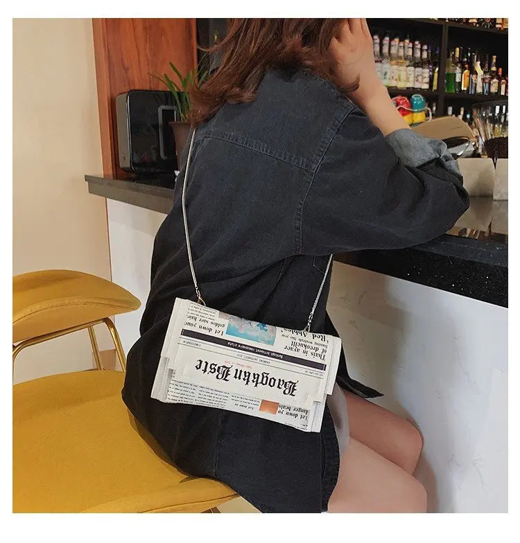 Newspapers modeling day clutch bags letter envelope bag casual shoulder bag purse evening bags with clothing wallet