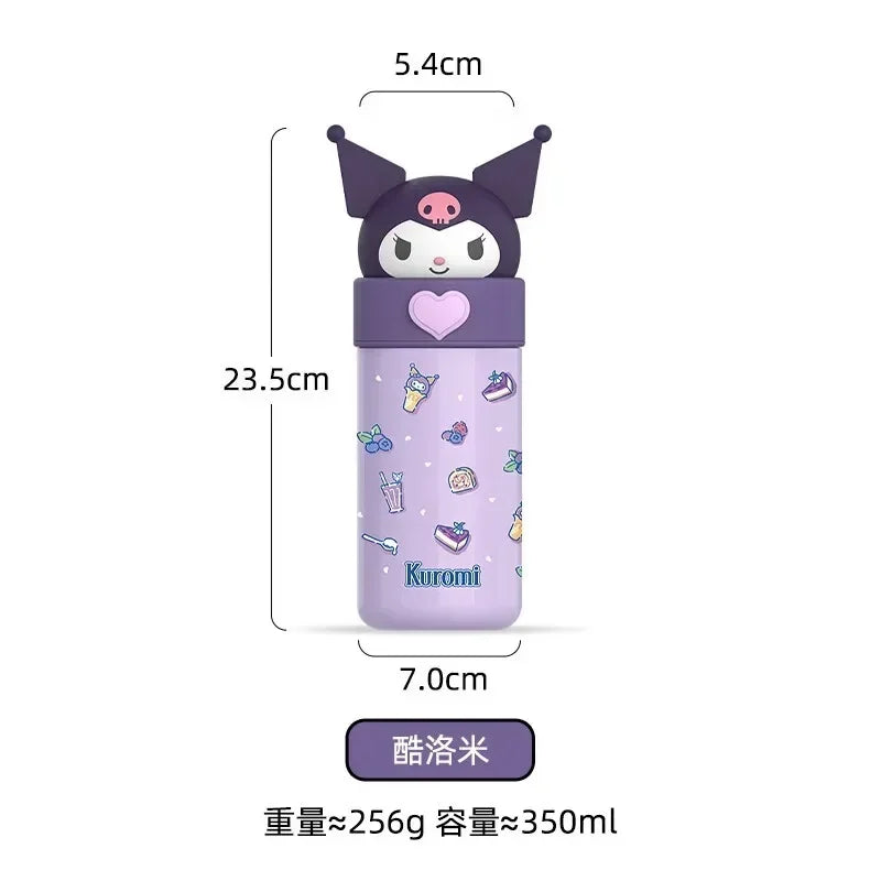 Bouteille isotherme en acier inoxydable Sanrio Hello Kitty 350 ml Kawaii Kuromi Cinnamoroll Melody pour enfants