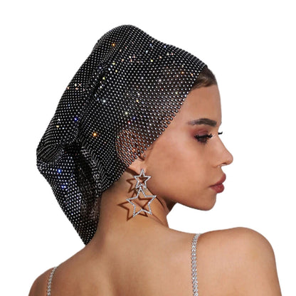 Diademas de malla para mujer, tocados con diamantes de imitación, accesorios de moda para mujer, nueva diadema elástica con adornos de diamantes, pañuelo para la cabeza