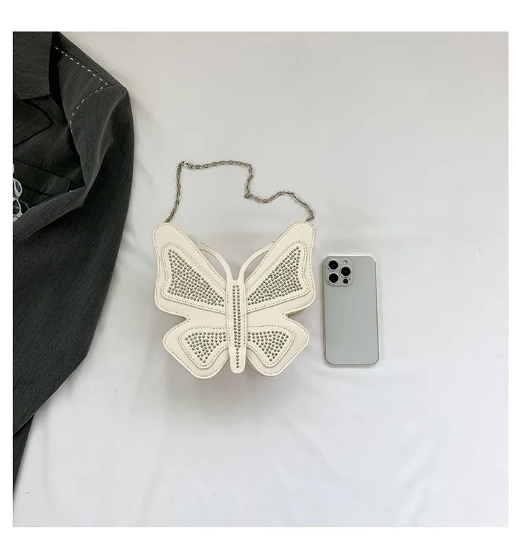 Bolso con forma de mariposa para mujer, bonito bolso de hombro con personalidad a la moda, bolso de mensajero con cadena estilo retro, cartera y bolso de mano